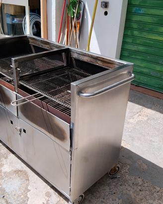 griglia professionale in acciaio inox con ruote 
