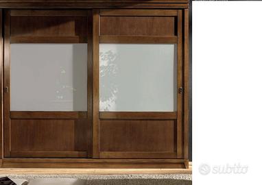 armadio in noce nazionale a due ante scorrevoli