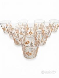 Set 10 Bicchieri in Vetro oro e bianco