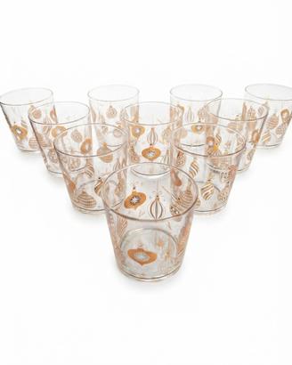 Set 10 Bicchieri in Vetro oro e bianco