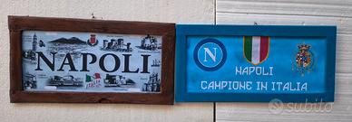 lotto 2 targhe in legno Napoli