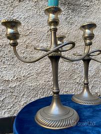 Coppia candelabri antichi, placcati argento