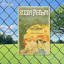 Targa Metallo Birra Peroni Donna Elegante