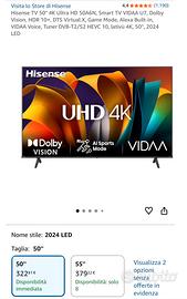 TV hisense 50 pollici 4k - in garanzia