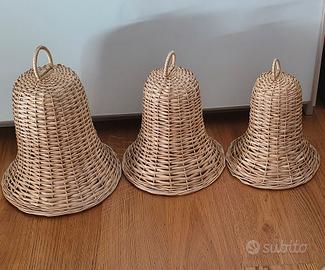 set 3 campane in rattan 