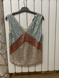 Top canotta pailettes