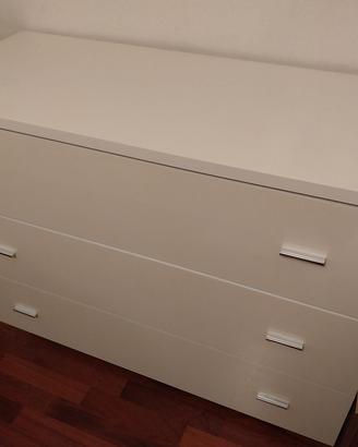 Comò tre cassetti bianco laccato