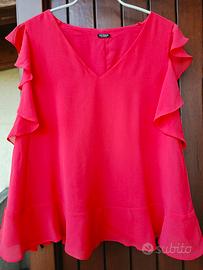 Top fucsia Guess con volant Taglia S