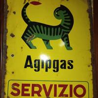 Insegna pubblicitaria smaltata Agipgas  Servizio