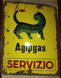 Insegna pubblicitaria smaltata Agipgas  Servizio