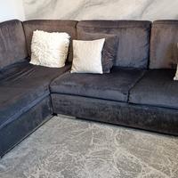 Divano in tessuto chaise longue blu