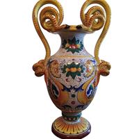 Vaso in ceramica labor deruta con manici serpenti