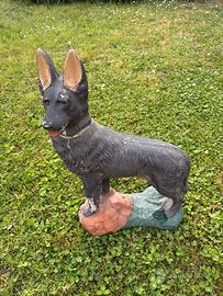 Statua Pastore Tedesco in Cemento - Vintage