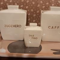 Set 3 barattoli zucchero/caffè/sale ceramica 