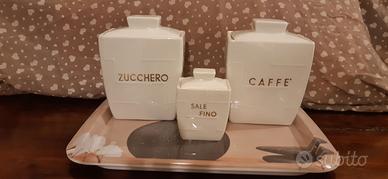 Set 3 barattoli zucchero/caffè/sale ceramica 
