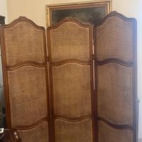 Paravento vintage legno faggio e paglia di Vienna