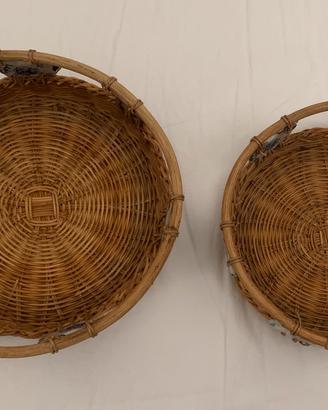 Cestini vimini paglia e ceramica