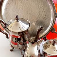 Servizio vintage in peltro con vassoio Rama