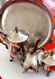 Servizio vintage in peltro con vassoio Rama