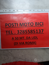 Posti moto/bici e anche spazi per deposito