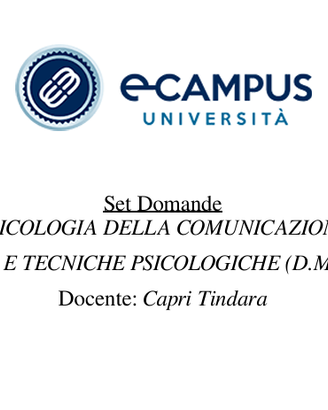 PANIERE PSICOLOGIA DELLA COMUNICAZIONE ECAMPUS