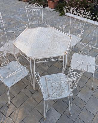 Set tavolo+6 sedie+portafiori 