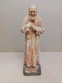 Statua di Padre Pio in gesso Vintage