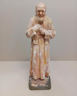Statua di Padre Pio in gesso Vintage