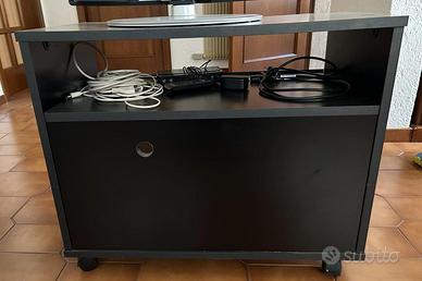Mobile Porta TV Nero con Ruote e Vani Portaoggetti