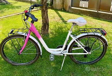 Bicicletta donna ragazza bianca/rosa Shimano 5vel