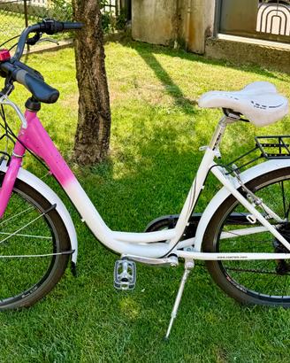 Bicicletta donna ragazza bianca/rosa Shimano 5vel