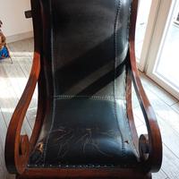 poltrona legno e cuoio