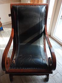 poltrona legno e cuoio