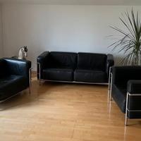 LC3 2 Poltrone in pelle nera di MDF ITALIA