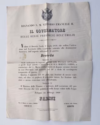 Manifesto Risorgimentale 16 Febbraio 1860