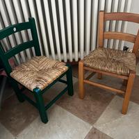 Seggioline bimbo legno inpagliate