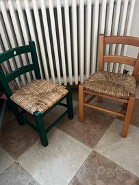 Seggioline bimbo legno inpagliate