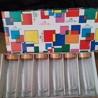 Set 6 bicchieri in vetro con bordo dorato nuovi 