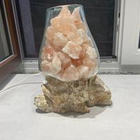 Lampada di ssle in vetro e legno