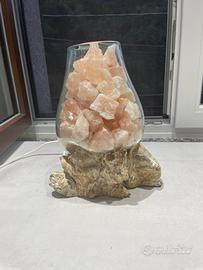 Lampada di ssle in vetro e legno