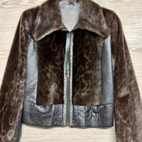 Giubbino in vera pellicca e pelle blu azzurro