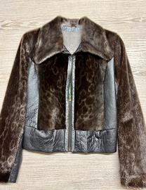 Giubbino in vera pellicca e pelle blu azzurro