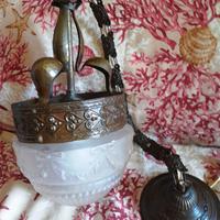 lampadario liberty in ferro cupola vetro 80x16