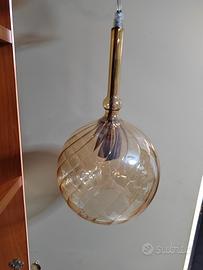 3pz Lampade Sospensione Vintage in Vetro Ambrato

