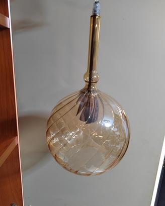 3pz Lampade Sospensione Vintage in Vetro Ambrato

