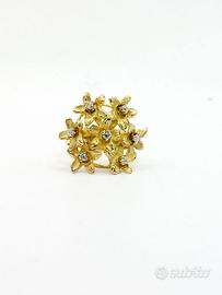 Anello oro 18 kt e brillanti scritta Quaglia