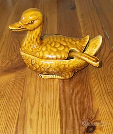 Zuppiera a forma d'anatra vintage in ceramica