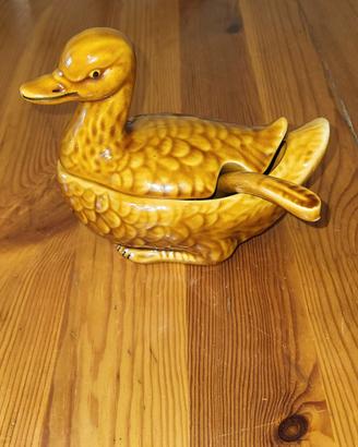 Zuppiera a forma d'anatra vintage in ceramica