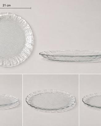 Piatto rotondo in vetro trasparente