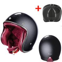 CASCO JET MOTO VINTAGE NERO GLITTERATO + VISIERA